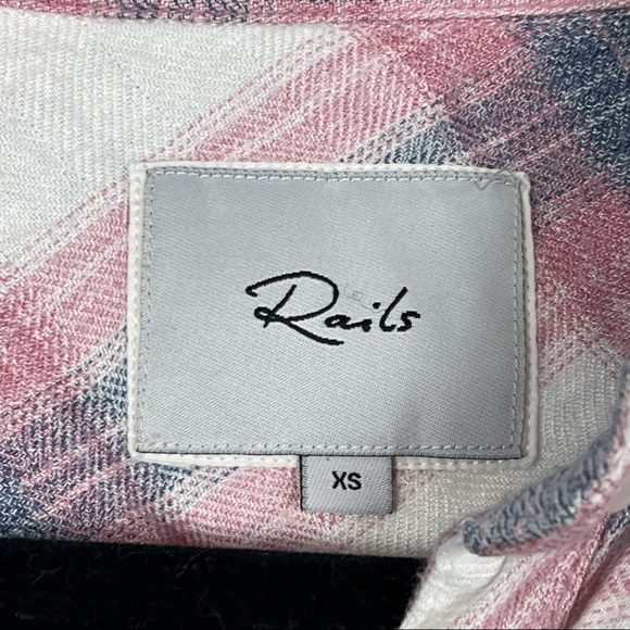 RAILS Hunter Button Down Flannel Shirt White & Peony - Picture 6 of 7